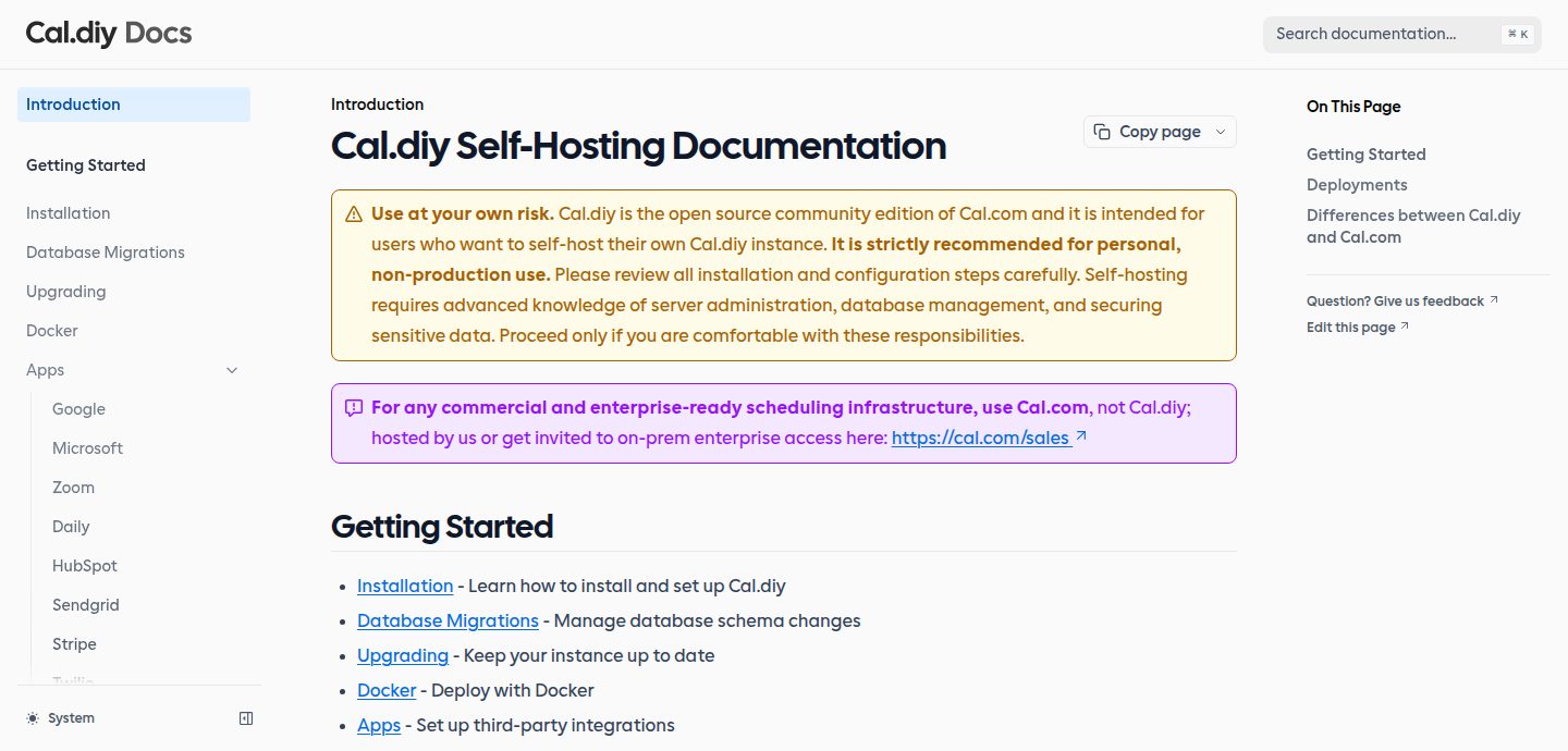 Screenshot of the Cal.diy website