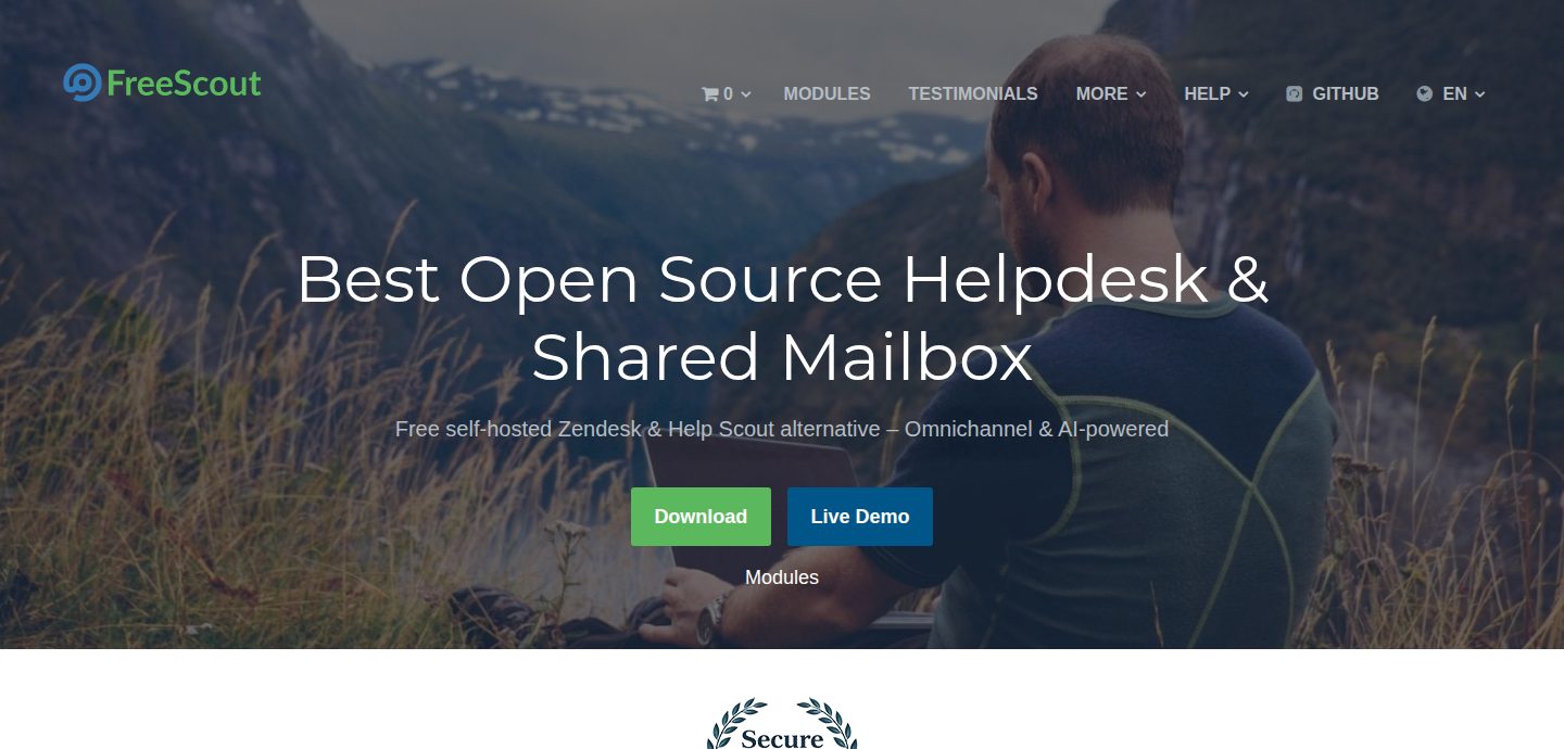 Screenshot of the FreeScout website