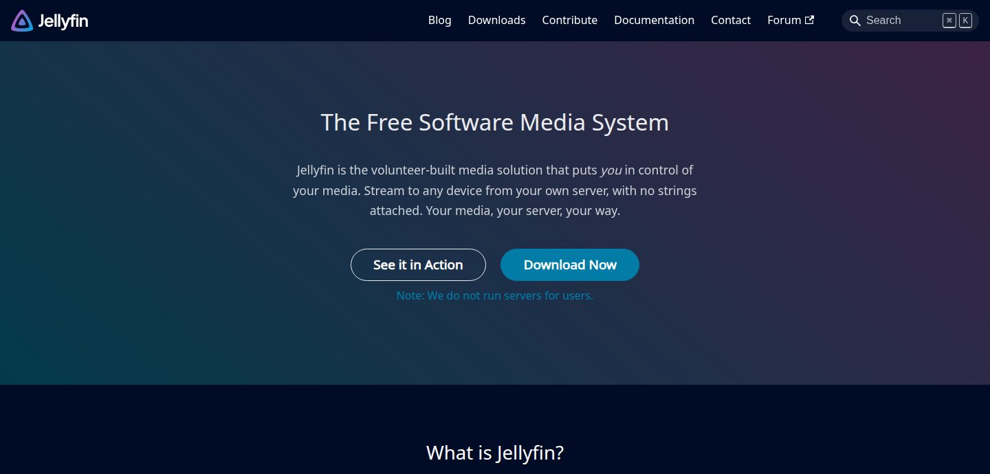 Screenshot of the Jellyfin website