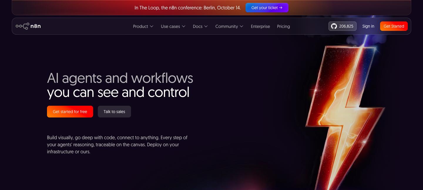 Screenshot of the n8n website