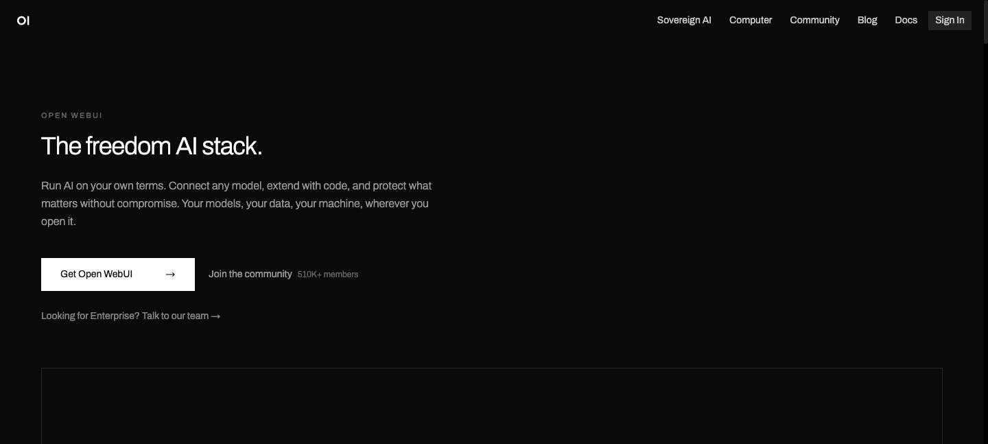 Screenshot of the Open WebUI website