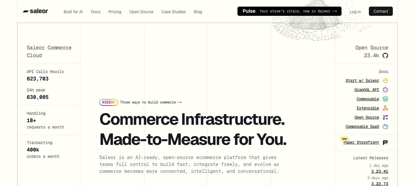 Screenshot of the Saleor website