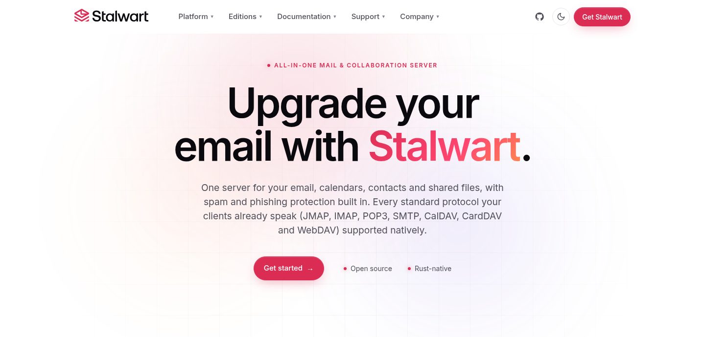 Screenshot of the Stalwart Mail Server website