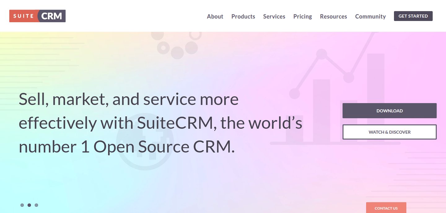 Screenshot of the SuiteCRM website