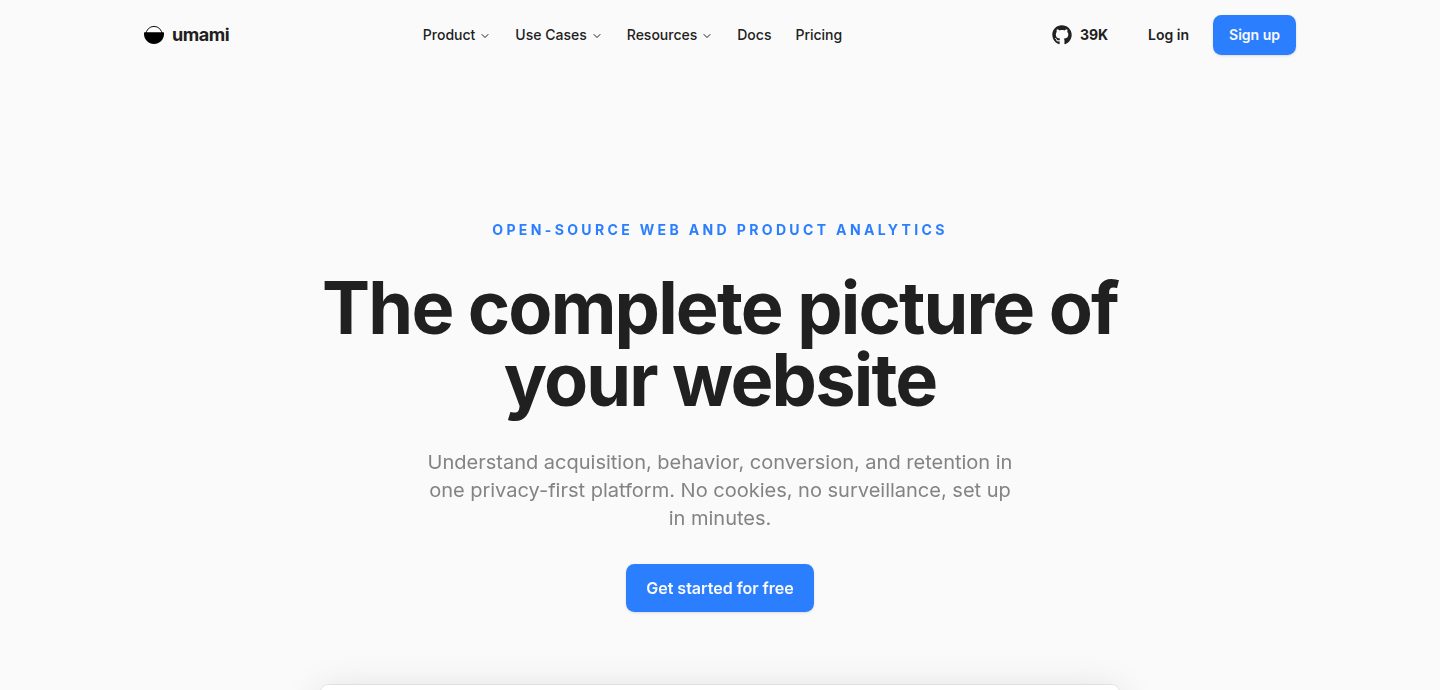Screenshot of the Umami website