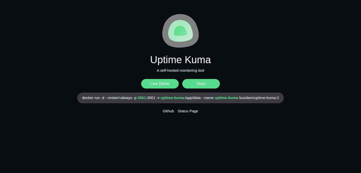 Screenshot of the Uptime Kuma website