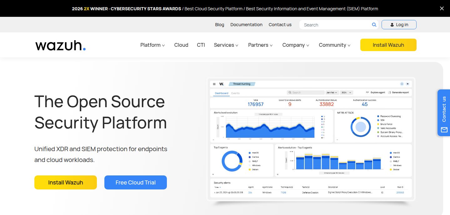 Screenshot of the Wazuh website