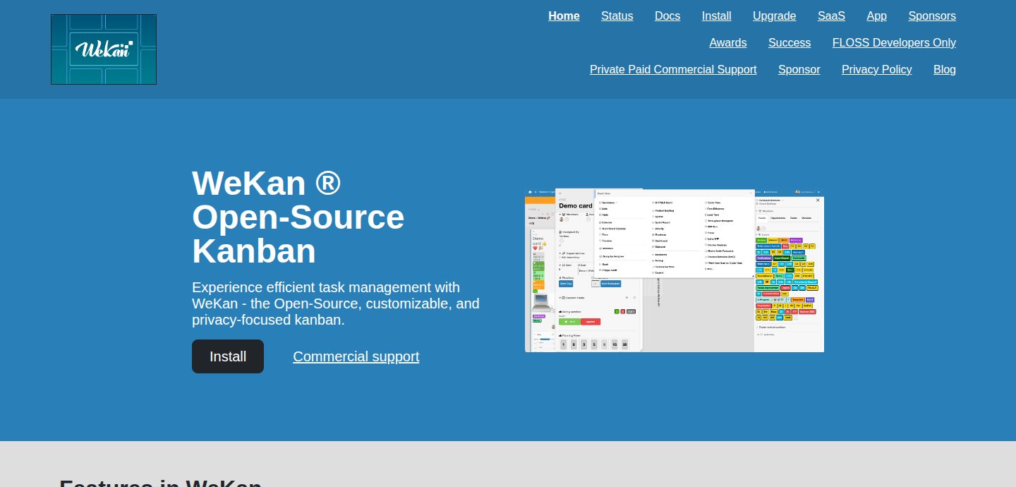 Screenshot of the WeKan website